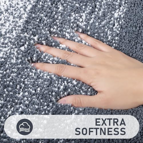 Bsmathom Bathroom Rugs Sets 4 Piece, Soft Absorbent Microfiber Bath Rugs with U-Shaped Contour Toilet Rug and Toilet Lid Cover, Thick Non-Slip Plush Shaggy Bath Mat Set,Dark Gray - color: Dark Grey, size: 18"x26"+18"x48"+U20"x24"+Cover19"x21"