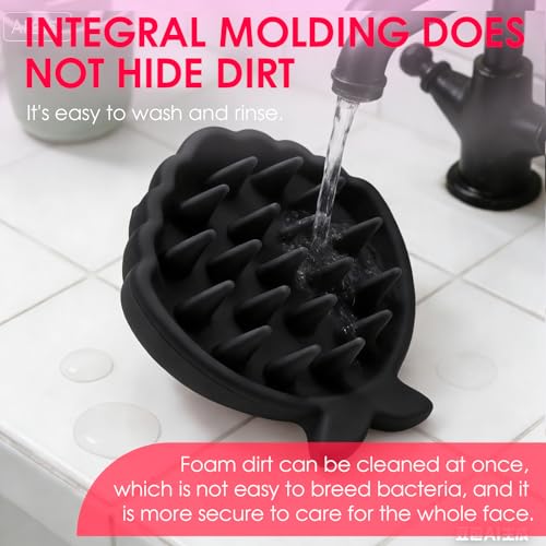 Silicone Scalp Massager Hair Growth,Hair Scrubber Scalp Stimulator Exfoliator Brush with Soft Bristles for Wet Dry Scalp Care (Black) - color: Black