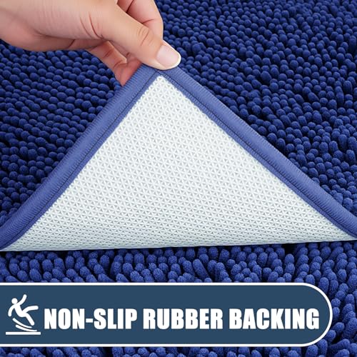 Bathroom Rugs Sets 3 Piece with Adjustable Toilet Seat Cover 19.5"x 18.5" Machine Washable Bath Rug Set with TPR Non Slip Rubber Backing Solid Bath Mat Set for Luxury Bathroom Decoration - color: Royal Blue