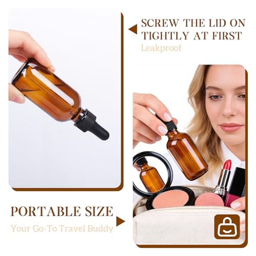 STAERSIDE 48-Pack 1 oz Amber Glass Dropper Bottles, Leakproof & Durable for Essential Oils & Craft Use, Complete Kit with Funnel, Brush, Labels, Extra Droppers & Measuring Cup - color: 1oz-Amber-48pcs