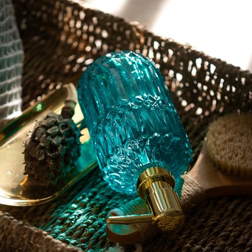 EMPO Clear Glass Soap Dispenser with ABS Plastic Pump, Crystal Lotion Dispensers for Kitchen Sink, Bathroom (Ocean Teal) - color: Ocean Teal