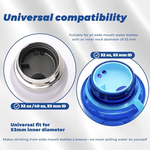 Splash Guards Compatible with 32 oz Wide Mouth Bottles with a 53 mm Inner Opening, Wide Mouth Water Bottle Accessories, Not for 16 oz or Narrow Mouth Bottles - color: Seafoam Blue 2 Pack