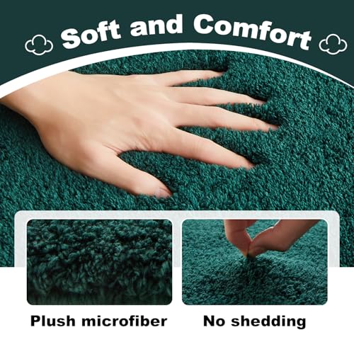 TYUU Large Bathroom Rugs, Ultra Soft Super Absorbent Bath Rugs Non Slip Washable Quick Dry Bath Mat with Rubber Backing for Bathroom Floor, Shower, or Sink, Dark Green 3' x 4' - color: Dark Green, size: 3' x 4'