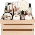 Aqua Elegante Full Spa Gift Set - 15 Piece Premium Bath Basket with Wash, Bubbles, Lotion, Salts, Body Scrub, Towel, Shower Puff, Bathbombs, Reusable Basket, Gifts for Women - Coconut & Vanilla - size: 15 Piece Set