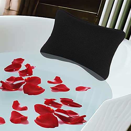 Bathtub Bath Pillow - Spa Pillow with Headrest Cushion - Hot Tub Pillow - Neck and Head Rest Support for Bath or Shower - Bath Stuff Accessories(New Black) - color: New Black