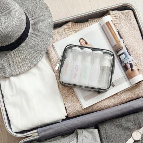 Cosywell Travel Bottles for Toiletries 9PCS Shampoo Bottles TSA Approved Toiletry Bottle Leakproof Plastic Cream Jars Refillable Cream Lotion Travel Essential Toiletrie(White) - color: G-Clear