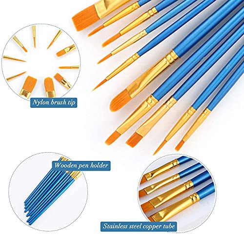 AROIC Paint Brush Set, 3 Pack 30 Pcs Acrylic Paint Brushes Artist Paint Brushes for Oil Watercolor Acrylic Face Rock Painting - size: 30pcs