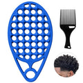 KOUPA Silicone Afro Twist Brush with Pick Comb - Easy Clean Dual-Sided Design with Textured Holes for Defined Afro Curls, Suitable for Coily Hair Men & Women, Blue - color: Blue
