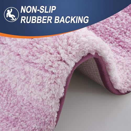 OLANLY Small Bathroom Rugs Mat 24x16, Extra Soft Absorbent Microfiber Bath Rugs, Rubber Backing, Quick Dry, Washable Bath Mat for Bathroom Floor, Tub and Shower, Home Decor Accessories, Pinkish-Purple - color: Pinkish-purple, size: 24" X 16"