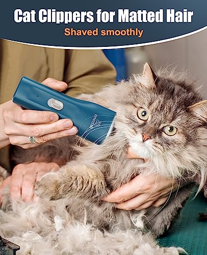 oneisall Pet Clippers for Cat Matted Hair, Quiet Pet Shaver for Cats | Waterproof Cordless Cat Clippers for Matted Long Hair with Storage Bag,Lightweight and Easy to Use for Cat, Pet, Small Dog - color: Green, size: Standard