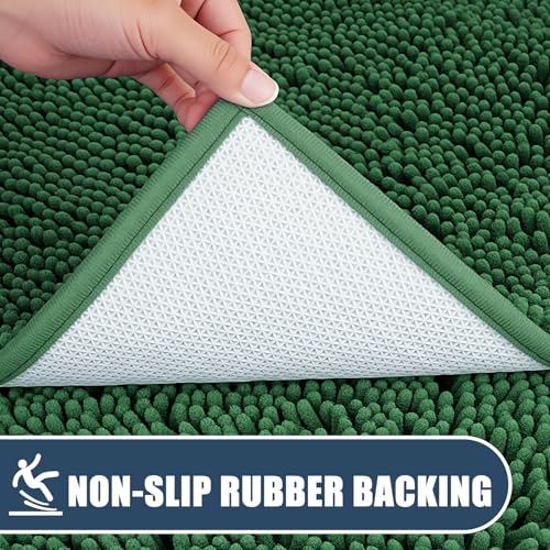 Bathroom Rugs Sets 3 Piece with Adjustable Toilet Seat Cover 19.5"x 18.5" Machine Washable Bath Rug Set with TPR Non Slip Rubber Backing Solid Bath Mat Set for Luxury Bathroom Decoration - color: Green