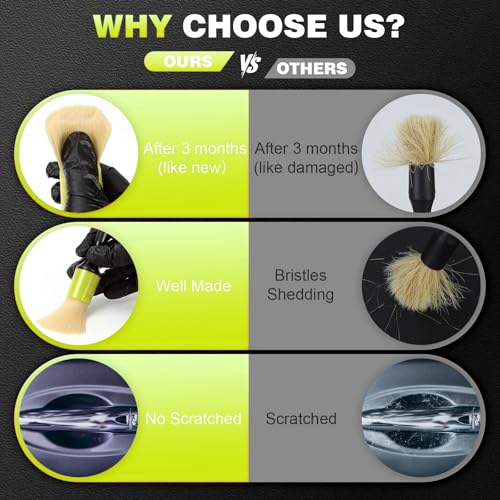 MVEQRRN 7PCS Car Detailing Brush Set,Boars Hair Detail Brush kit(Green) | Ultra Soft No Scratch, Car Dust Brush,Car Detailing Brushes Kit, Detail Brushes Car Detailing for Interior Exterior - color: 7PCS detailing brush green