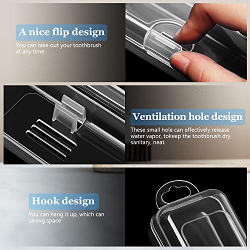 Patelai 2 Pack Travel Size Toothbrush Case Holder Portable Clear Toothbrush and Toothpaste Storage Container Hard Plastic Transparent Carrying Box for Traveling