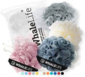 Loofah Sponge Bath Sponge for Women Men 4 Pack (Pink Blue Yellow Gray) - style: Pink Blue Yellow Gray