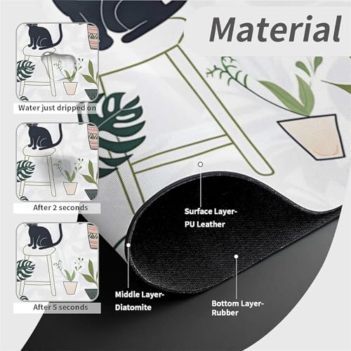 Kitchen Sink Splash Guard，Cats and potted plants Faucet Mat Sink Gadgets-Super Absorbent Fast Drying Mat Drip Catcher for Kitchen, Bathroom,Sink Mat, Dish Drying Mat, Bathroom(15" X 5.5" ) - color: Cats and potted plants