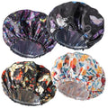 Shower Cap for Women,4 PCS Elastic and Reusable Bath Caps, Double Layers Shower Caps Reusable Waterproof, Bathing Shower Caps, Environmental Bath Hair Protection Cap - Butterfly B - color: Butterfly B