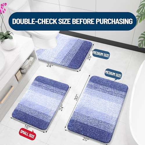OLANLY Small Bathroom Rugs Mat 24x16, Extra Soft Absorbent Microfiber Bath Rugs, Rubber Backing, Quick Dry, Washable Bath Mats for Bathroom Floor, Tub and Shower, Home Decor Accessories, Blue-Violet - color: Blue-violet, size: 24" X 16"