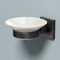 Gatco 1942MX Elevate Soap Dish Holder Matte Black | Wall Mounted 4.31" W X 2.10" H X 5.25" D Porcelain Round White Soap Dish with Matte Black Base for Bathroom - color: Matte Black, style: Elevate