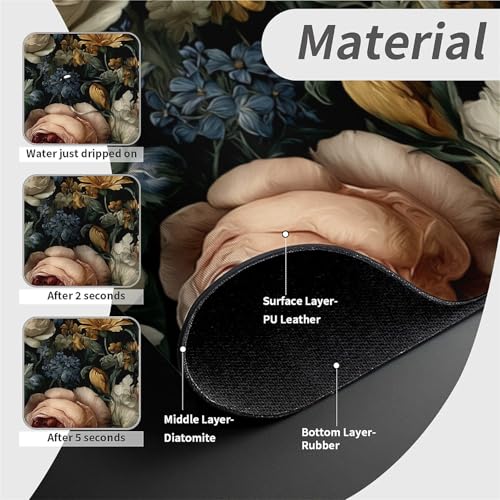 Kitchen Sink Splash Guard，Dark-floral Faucet Mat Sink Gadgets-Super Absorbent Fast Drying Mat Drip Catcher for Kitchen, Bathroom,Sink Mat, Dish Drying Mat, Bathroom(15" X 5.5" ) - color: Dark-floral