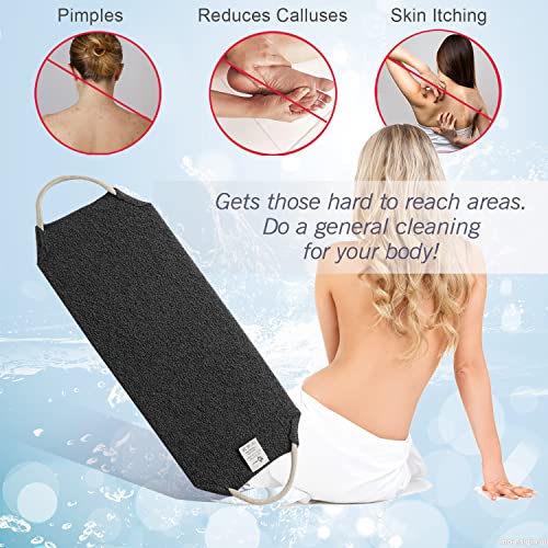 Evridwear Exfoliating Back Scrubber for Shower, Back Washer for Men Women | Loofah with Handle, Extended Length, Stretchable, Deep Cleansing for Hard-to-Reach Areas, Skin Massage (Gray) - size: Gray Back Scrubber
