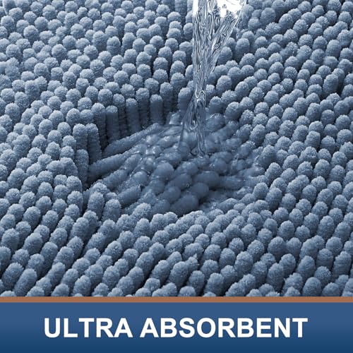 Smiry Luxury Chenille Toilet Rugs U-Shaped 20x20, Soft Absorbent Non-Slip Contour Bathroom Rugs for Toilet, Machine Washable Contoured Bath Mats, Grayish Blue - color: Grayish Blue, size: 20" X 20" Contour Rug