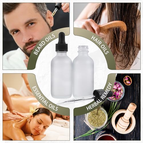 NOOEEISS 24 Pack, 2oz Glass Dropper Bottle, Preety Texture Tincture Bottles with Precise Scales Eye Droppe, for All Kinds Of Mixed Liquids,Leak-Proof Design for Easy Travel (Clear Frosted) - color: Clear Frosted, size: 2oz-24Pack