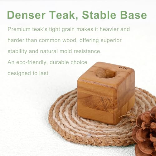 HTB Toothbrush Holder for Bathroom 2 Pack Teak Wood | Toothbrush Stand Organizer Base Station Hollow Drainage Design,Small Countertop Organizer for pens,Makeup Brushes,Space Saver - color: Cube
