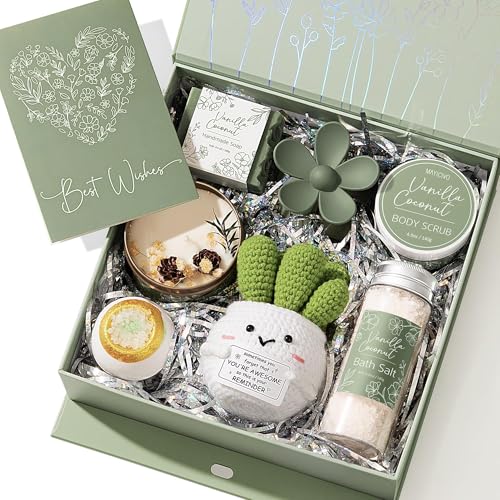 Spa Gifts for Women Bath Gift Set, Vanilla Coconut Spa Gift Baskets Home Bath Set Self Care Kit Care Package Thank You Birthday Mothers Day Easter Gifts for Women Mom Her Friends Sister Teen Girl Wife - color: Sage Green-Vanilla Coconut