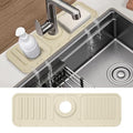 Sink Splash Guard, Sink Organizer Faucet Handle Drip Catcher Mat for Home & Kitchen Sponge Holder for Kitchen Sink Silicone Mats for Kitchen Counter (12.6''x4.0'' White)