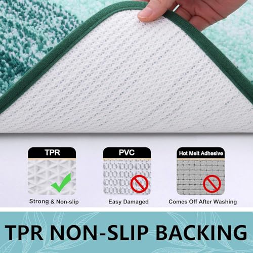 Arotive Bathroom Rugs Sets 2 Piece, Soft Absorbent Microfiber Bath Mats and U-Shaped Contour Toilet Rug, Machine Washable Dry Bath Mats for Bathroom, 24x16 and 24x20, Dark Green - color: Dark Green, size: 24" X 16" + U Shape 24" X 20"