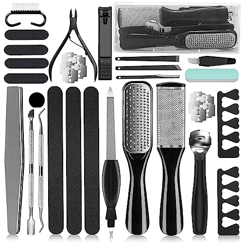 36 in 1 Pedicure Kit, Professional Pedicure Tools Foot Rasp Foot Dead Skin Remover for Home & Salon Care - style: Black