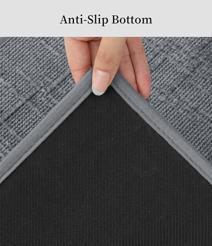 YIHOUSE Bathroom Rugs Sets 2 Piece Gray, 16x24+16x32in | Non Slip, Quick Dry, Absorbent, Washable, Thin Fit Under Door - color: Grey, size: 2 pieces