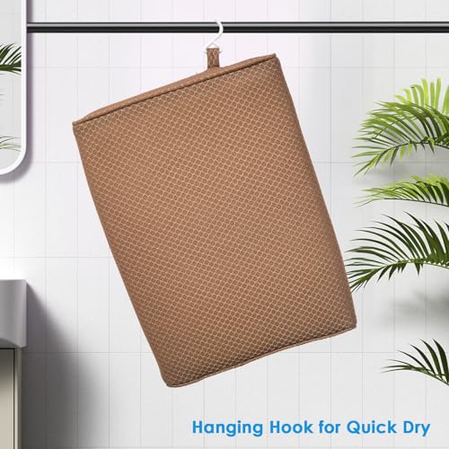AEROiVi Shower Seat Cushion, Shower Chair Cushion for Transfer Benches in Bathtub, Cushion for Sauna, 3D Mesh Pad with Hook, Slip-Resistant, Design for Elderly, Senior, Handicap Disabled - size: Brown