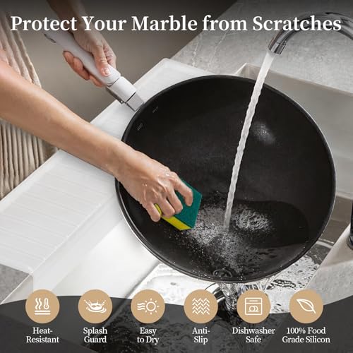 Sink Edge Protector with Suction Cup, 14" x 4", Silicone Sink Splash Guard for Kitchen & Bathroom, Protect Countertop from Scratches, Stains, for Stainless Steel Granite Quartz - color: Translucent White, size: 14" x 4"