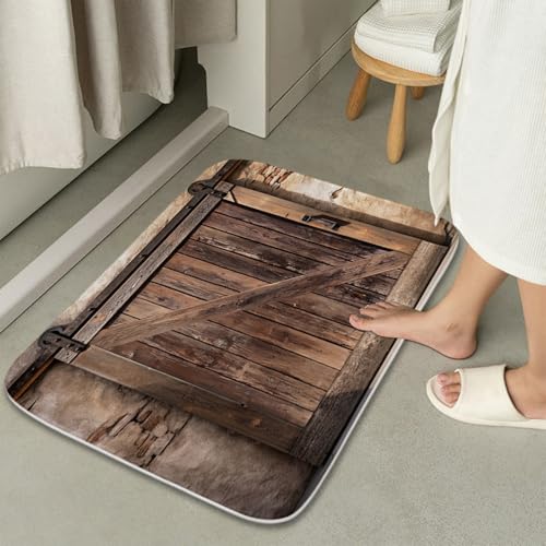 Vintage Rustic Barn Door Bath Rugs Non Slip Retro Farmhouse Theme Shower Mat Bathroom Decor Door Rug (16x24 inches) - color: Multi Color 18, size: 2' x 1'4" (Rectangular)
