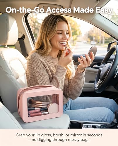 LETGO Clear Makeup Bag, TSA Approved Toiletry Organizer With Zipper, Fit Carry-on Travel Essentials, Cosmetic Bag for Women Men (O-Pink) - color: O-Pink