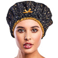 Reusable Shower & Bath Cap & Lined, Oversized Waterproof Shower Caps Large Designed for all Hair Lengths with PEVA Lining & Elastic Band Stretch Hem Hair Hat - Fashionista Starry Nights - color: Starry Nights