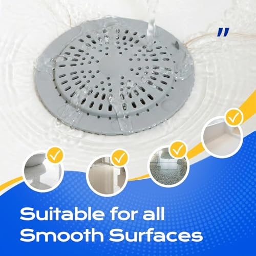 VLM 2 Pack Shower Drain Hair Catcher, Upgraded Drain Cover with Strong Suction Cups, Anti-Clog Hair Trap Stopper for Bathtub Shower Sink Laundry - color: Grey Classic Style