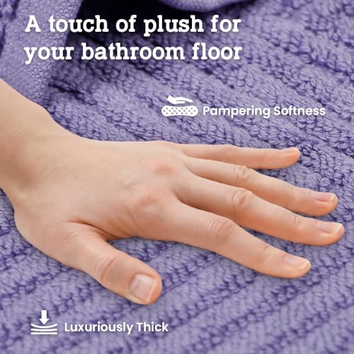 Casa Lino 100% Cotton Bath Mat Set of 2 (NOT A Rug) - 34" x 22" Bathroom Floor Towels - Machine Washable, Soft, Highly Absorbent & Quick Dry Bath Floor Towel (Lavender) - color: Purple