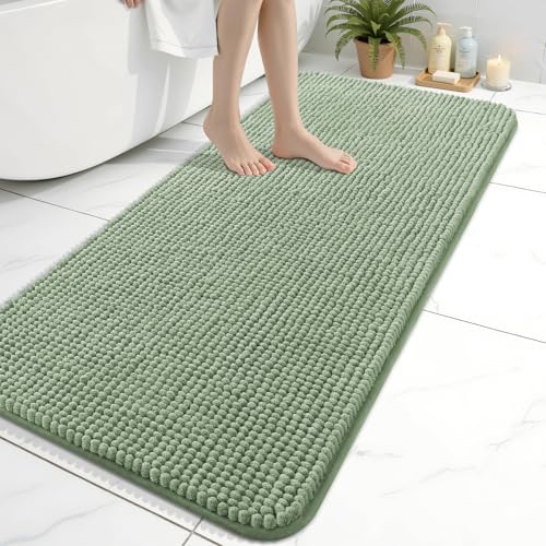 Arotive Bathroom Rugs 47" x 24", Ultra Soft Absorbent Chenille Bath Rugs, Rubber Backing, Machine Washable Bath Mats for Bathroom Floor, Tub and Shower, Home Decor Accessories, Sage Green - color: Sage Green, size: 47" X 24"