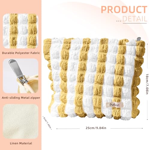 Bubble Cloud Makeup Bag - Large Capacity Travel Cosmetic Organizer | Puffy quilted design, smooth zipper, cute aesthetic makeup pouch, ideal for daily storage, travel, for women, girls - color: Yellow - White
