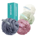 Loofah 4 Pack 75g Extra Large Loofa Set Soft Bath Sponge Thick Body Wash Puffs for Shower (Pink-White-Blue-Green) - color: 03-pink-white-blue-green