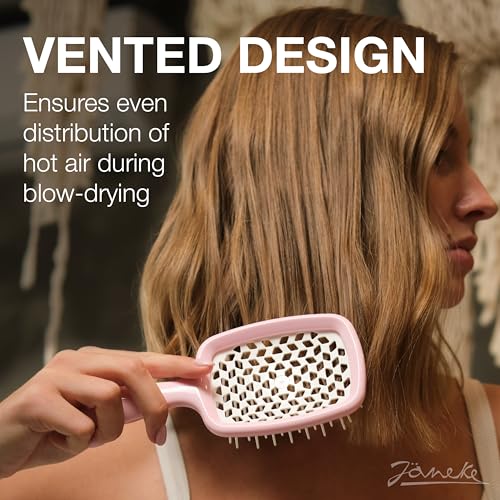 Janeke Superbrush Detangling Brush for Soft Smoothing Hair Brushing with Anti-Static Bristles - Vented Wet Hair Brush for Blow Drying Use - Perfect for Curly, Thick, Wavy, Fine Hair Types (Pink) - color: Pink Superbrush