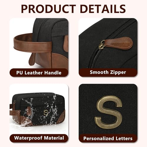 Personalized Toiletry Bag for Men - Initial Custom Travel Dopp Kit, Waterproof Shaving Bag with Large Capacity for Travel Essentials, Birthday Gifts for Him Dad Husband Boyfriend (S) - style: S