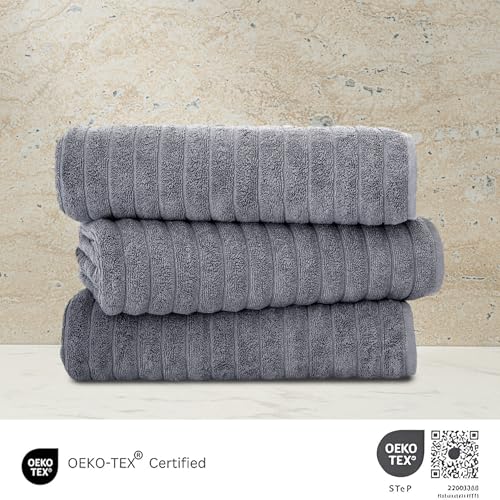 Classic Turkish Towels CTT - Luxury Jumbo Bath Sheet 3 Piece, 100% Turkish Cotton, Absorbent & Ultra Comfy Bath Towel Sheets for Hotels & Spa | 40"x65" (Grey) - color: Grey, size: 3-Piece Bath Sheets