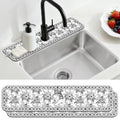 2 Pcs Kitchen Sink Splash Guard Faucet Mat Black Sketch Flowers Pattern Faucet Mat for Sinks Absorbing Drying Mats for Kitchen Bathroom - color: Black Sketch Flowers