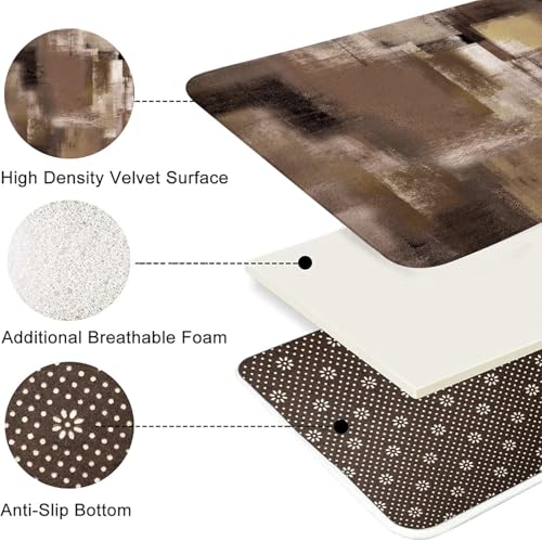Tan Brown Abstract Bath Rug, Modern Art Rustic Grey Rust Painting Bath Mat Sets for Bathroom, Soft Non Slip Floor Rugs 17X29 Inch - color: Tan Brown