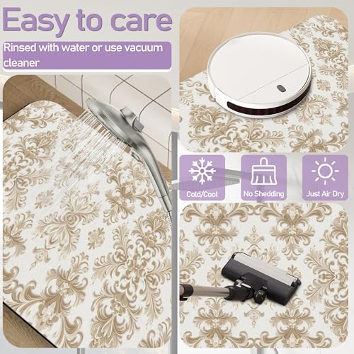 Yellow Flowers Bathroom Rug, Rapid Dry Absorbent with Non-Slip Rubber Base Bath Mats for Bathroom 17"x30" - color: Yellow Flowers