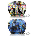 2 PCS Shower Cap Reusable Waterproof Double Layers Hair Caps Shower Bath Adjustable Elastic Hat for Women Girls Cute Aesthetic-Flower Black Cat - color: AI4-Flower Black Cat