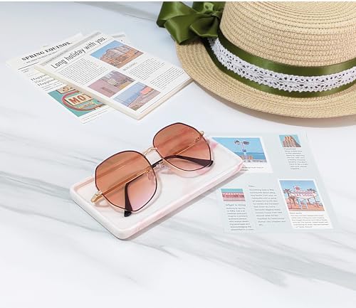6.4" Porcelain Small Bathroom Narrow Mini Tray - Pink | Tiny Ceramic Countertop & Little Vanity Tray for Cosmetics, Perfume, Jewelry, Candle - Kitchen Counter & Soap Tray - color: Pink, size: 6.4" x 3" x 0.5"